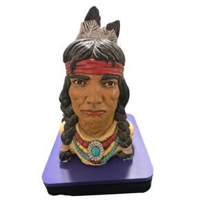 Heavy Vintage Native American Chief Bust Statue Mexico 11”